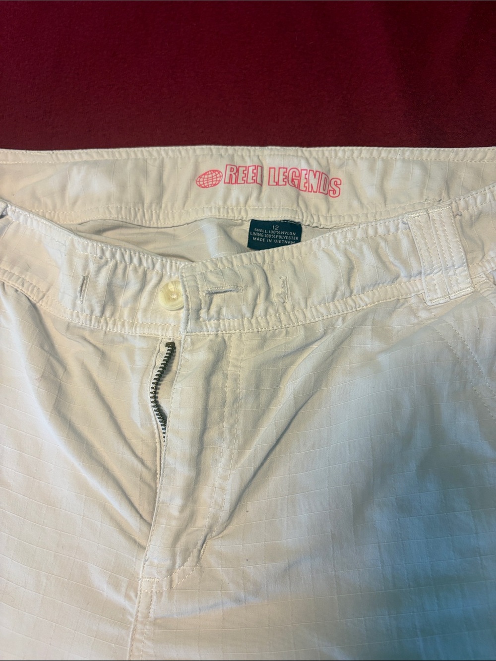 Reel Legends womens White Flat-Front Ripstop Shorts